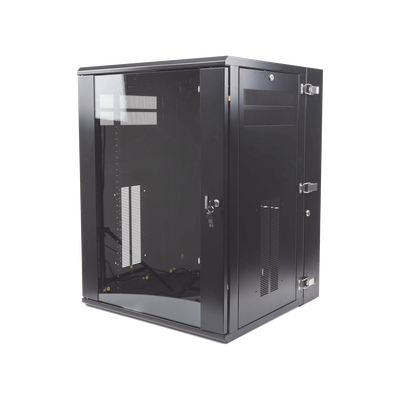 PANDUIT - Gabinete PanZone de Montaje en Pared, de 19in, Puerta con Ventana de Seguridad, 18 UR, 635mm de Profundidad, Color Negro