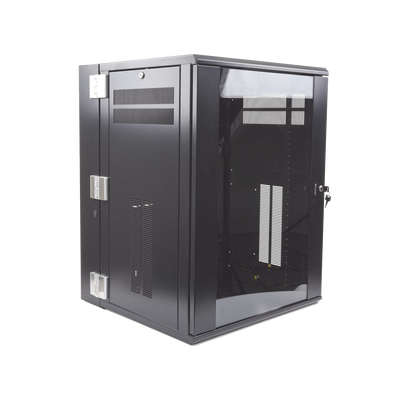 PANDUIT - Gabinete PanZone de Montaje en Pared, de 19in, Puerta con Ventana de Seguridad, 18 UR, 635mm de Profundidad, Color Negro