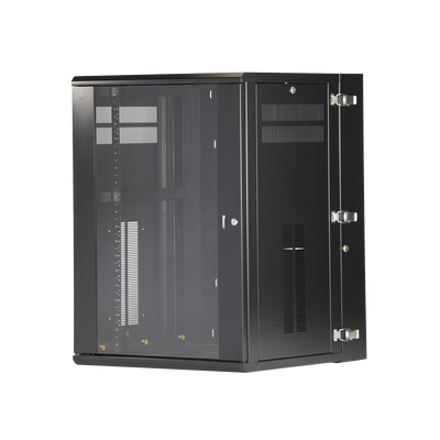 PANDUIT - Gabinete PanZone de Montaje en Pared, de 19in, Puerta con Ventana de Seguridad, 18 UR, 635mm de Profundidad, Color Negro