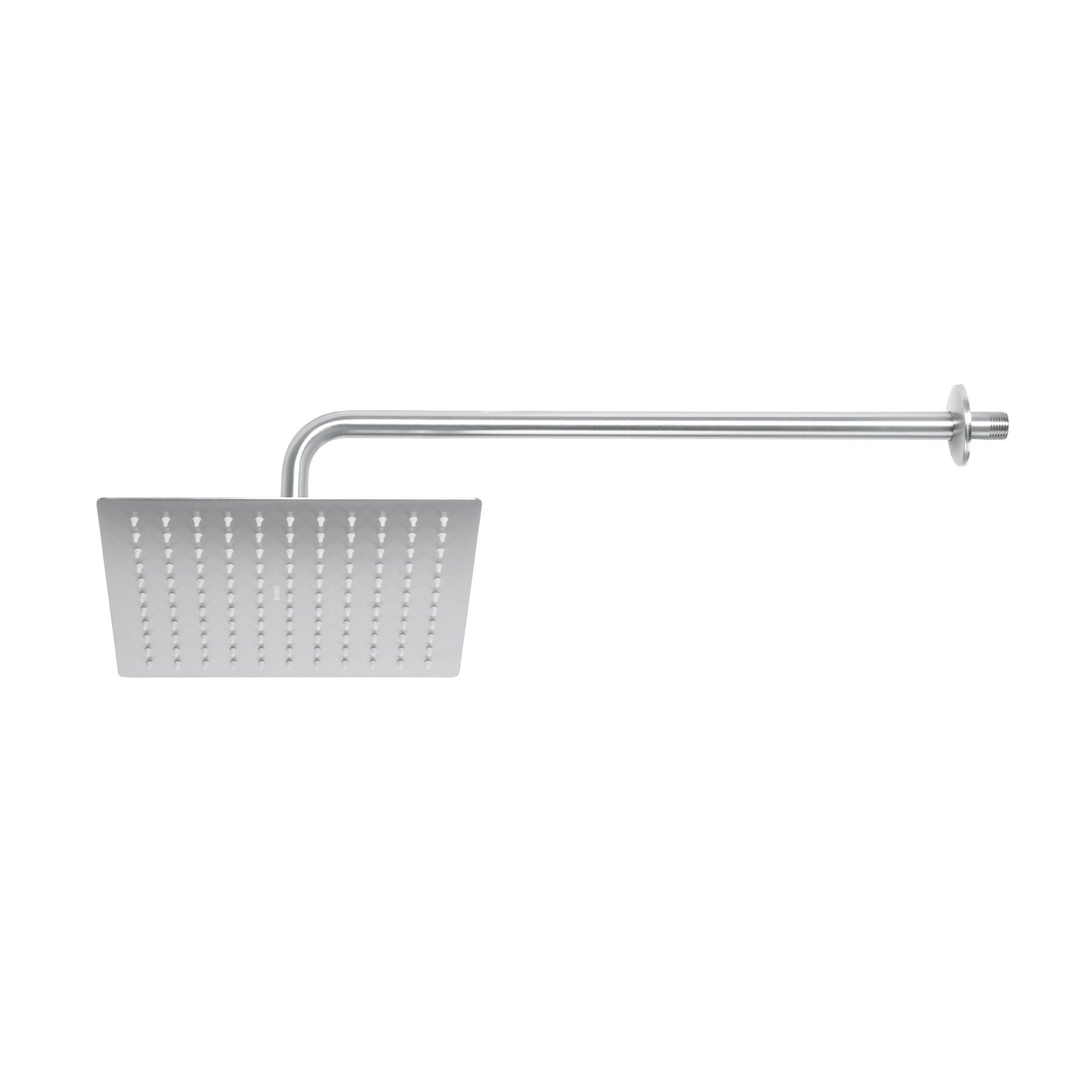 Regadera plato cuadrado 10' con brazo, satin, FOSET RIVIERA