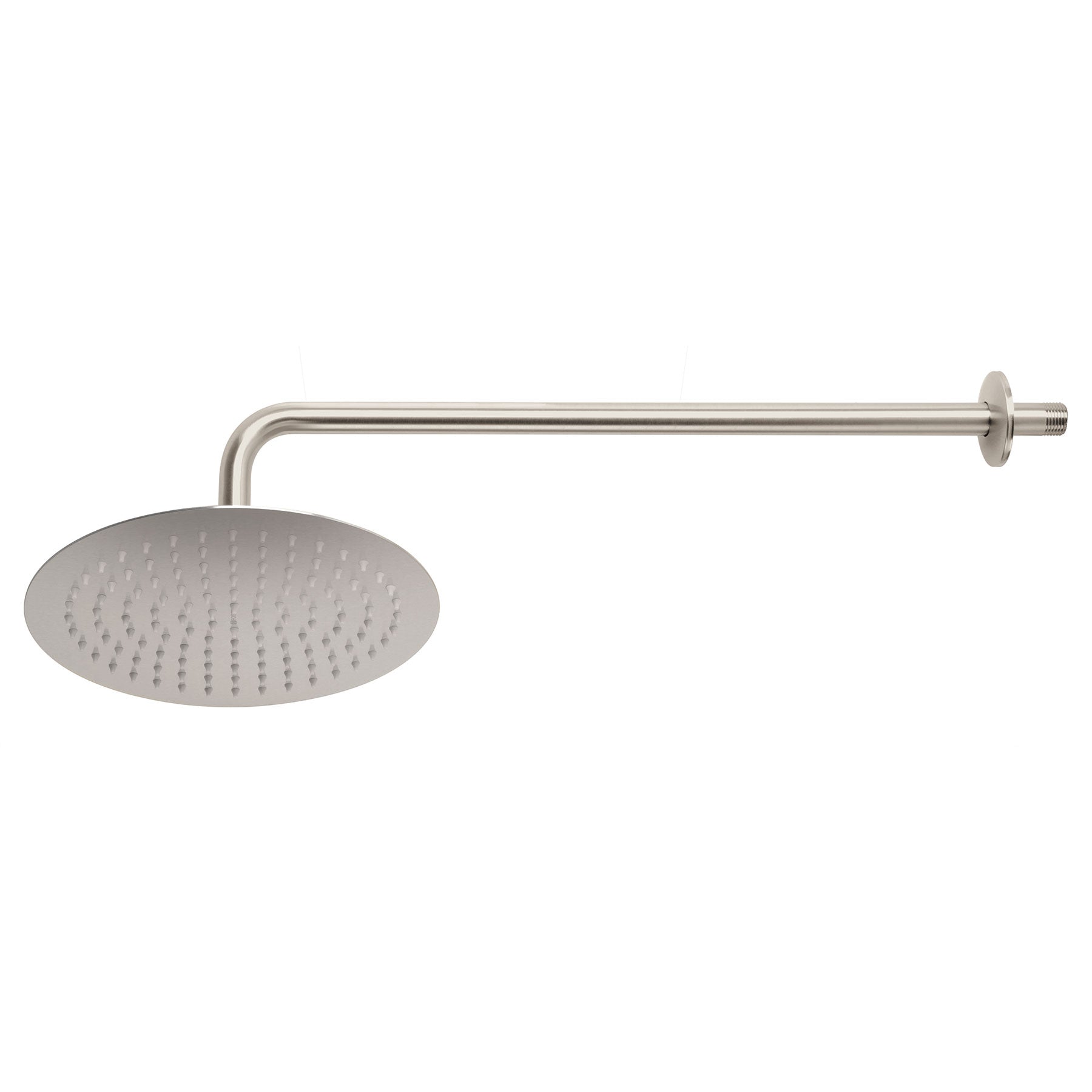Regadera plato redondo 10' con brazo, satin, FOSET RIVIERA