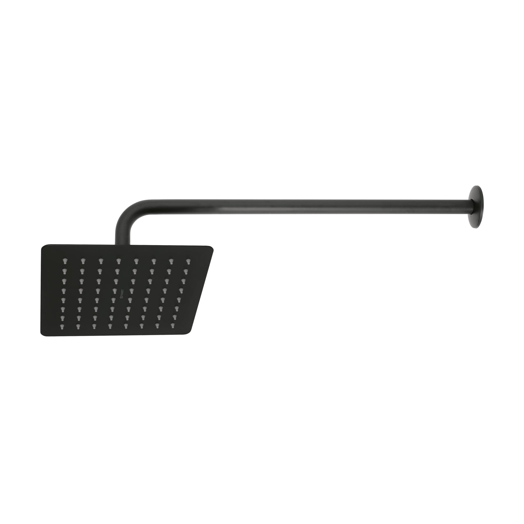 Regadera cuadrada 8', acero inox, con brazo, negro, Tubig