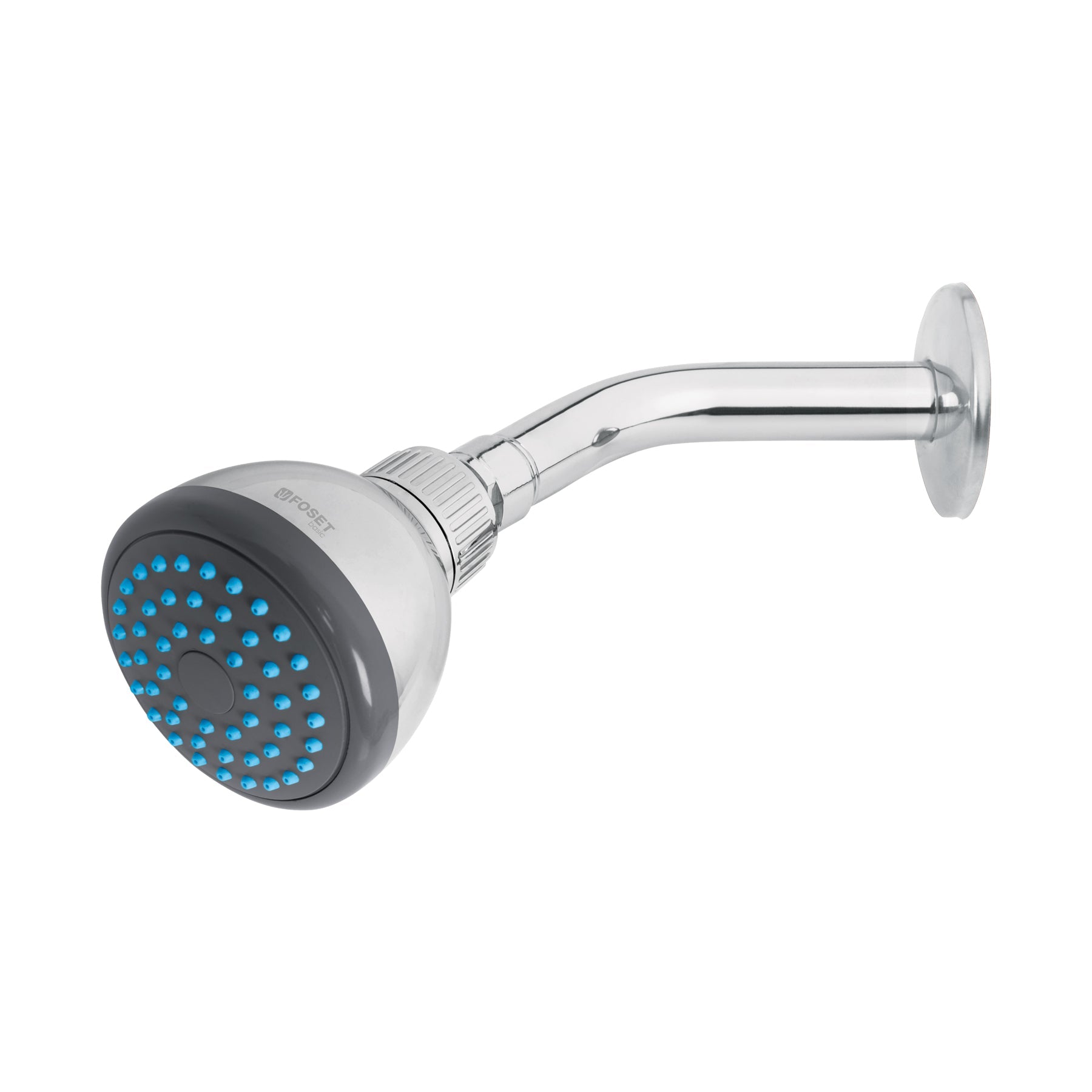 Regadera redonda 3' brazo y chapeton de acero, Foset Basic