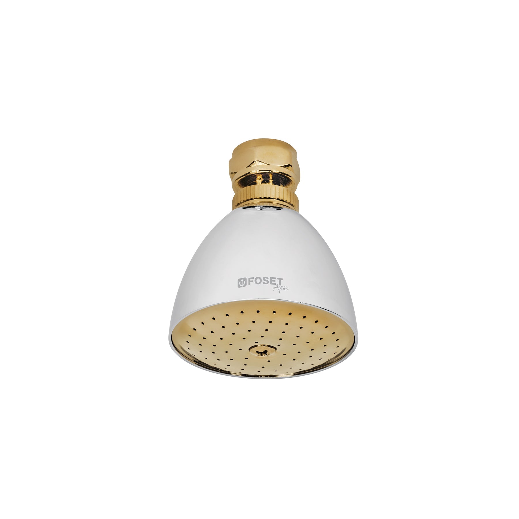 Regadera conica 2-1/2' cromo-oro sin brazo, Foset Aqua