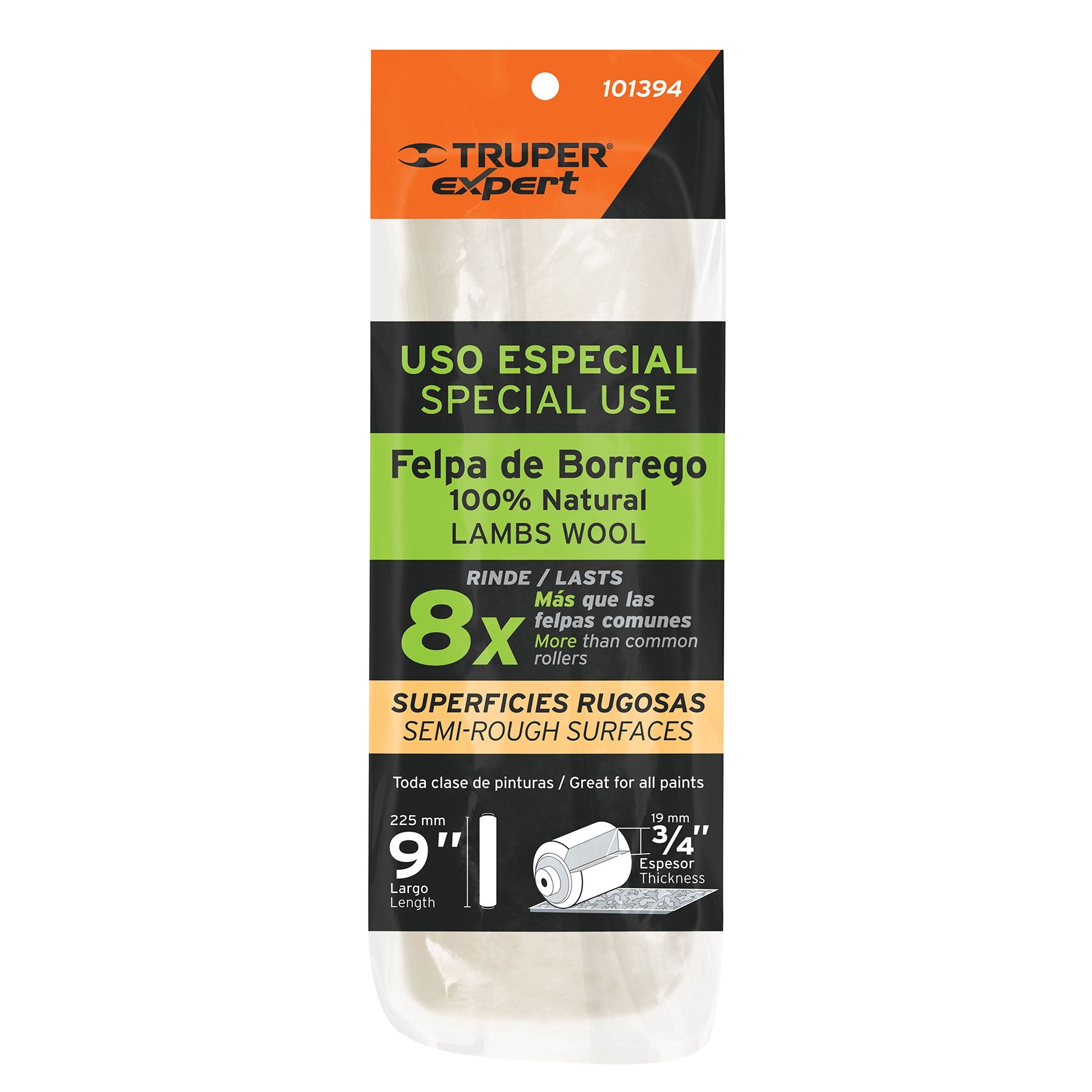 Felpa para rodillo, 9 x 3/4, superficies rugosas, Expert