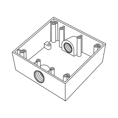 RAWELT - Caja Cuadra de 3/4" a Prueba de  Intemperie/ Cuenta con 2 salidas.
