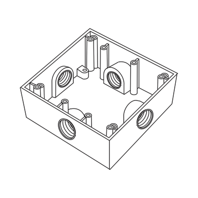 RAWELT - Caja Cuadrada de 3/4" (19.05 mm) a Prueba de Intemperie/ Cuenta con 4 bocas.