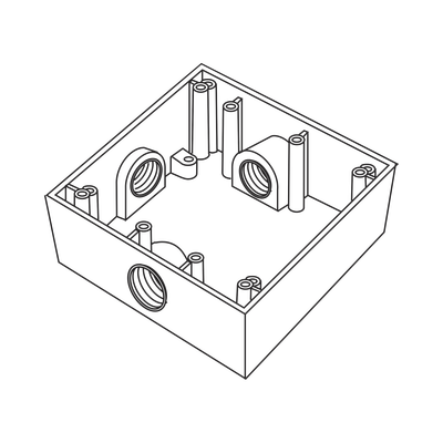 RAWELT - Caja Cuadrada de 3/4" (19.05 mm) a Prueba de Intemperie/ Cuenta con 3 bocas.
