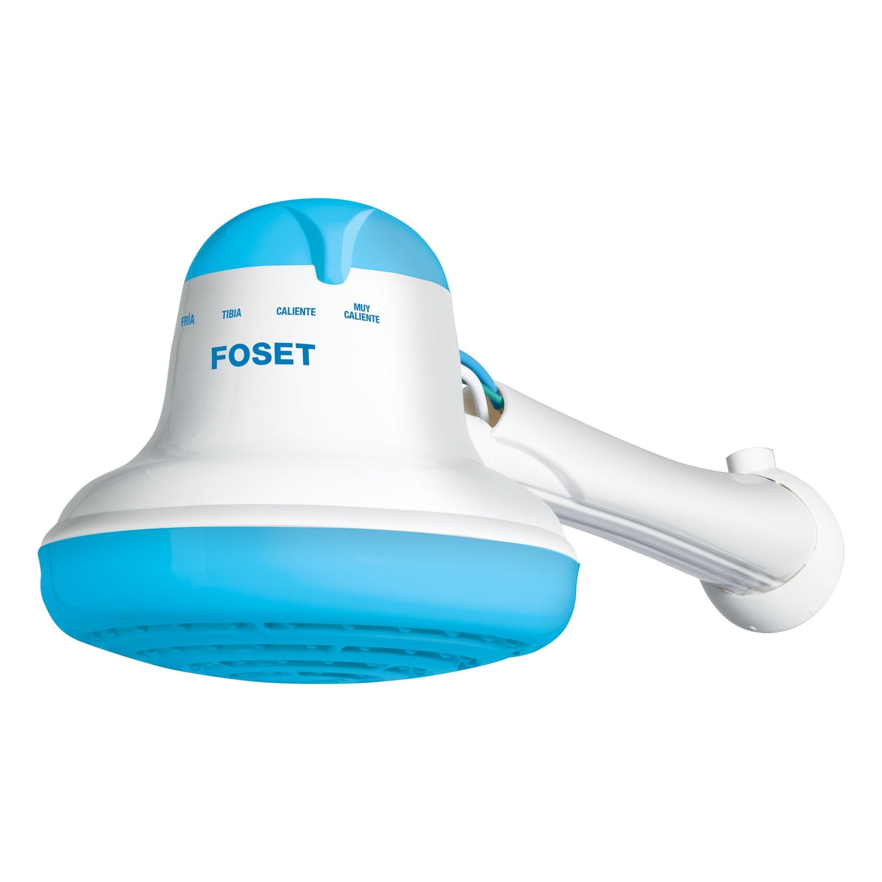 Regadera electrica, 4 temperaturas, 16.5cm, azul, Foset