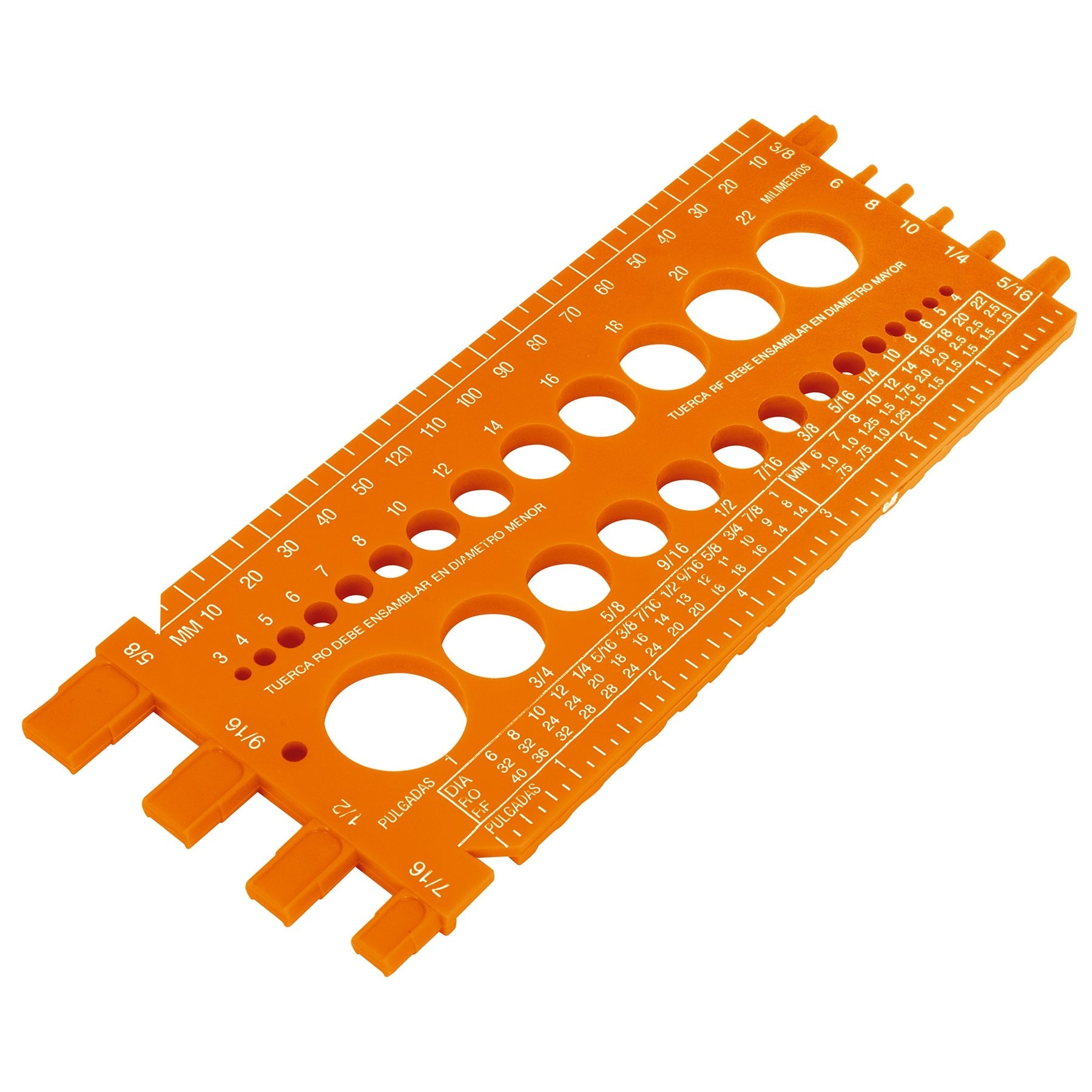 Regleta medidora de tuercas y tornillos, std y mm, TRUPER