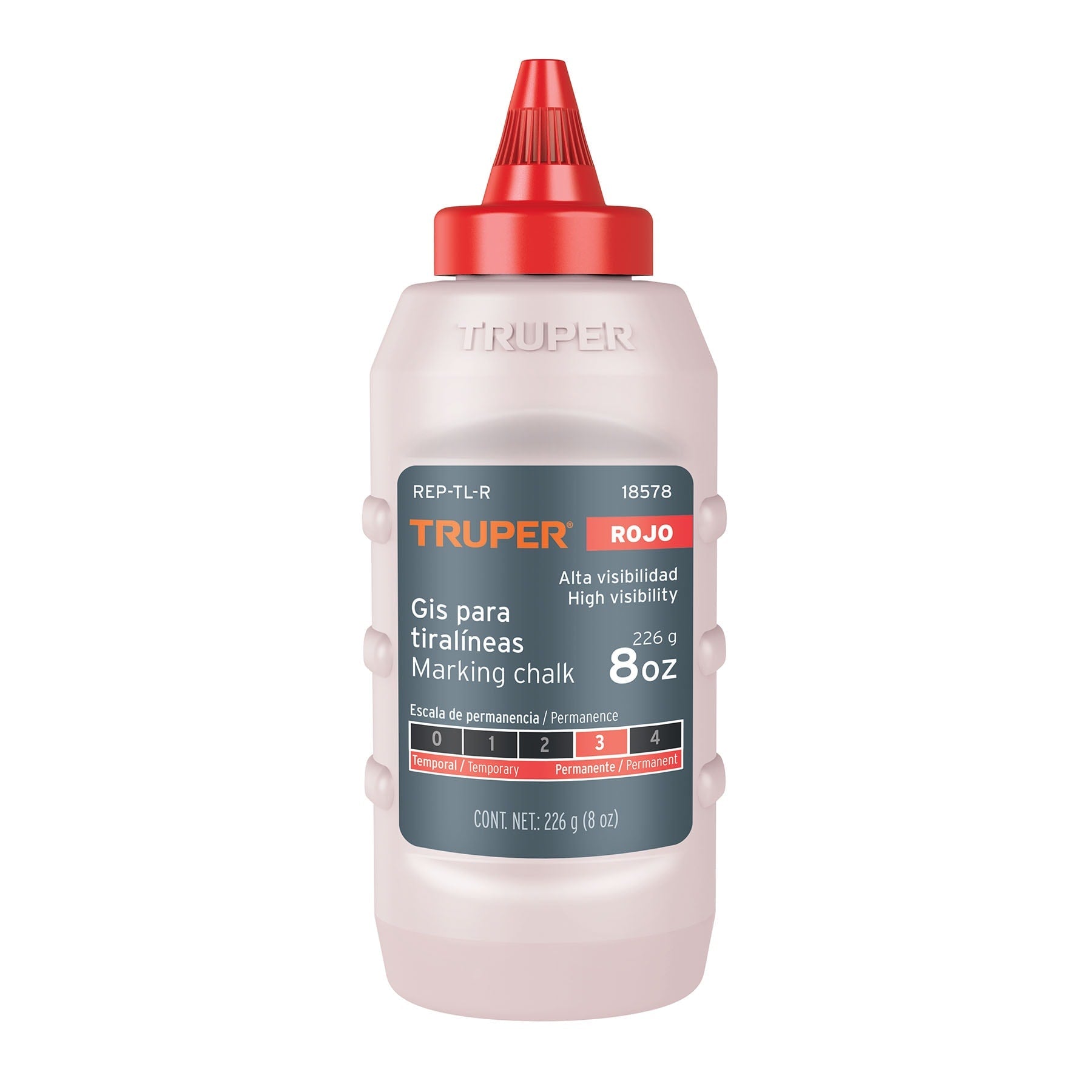 Gis rojo para tiralineas, alta visibilidad, 8 oz, Truper