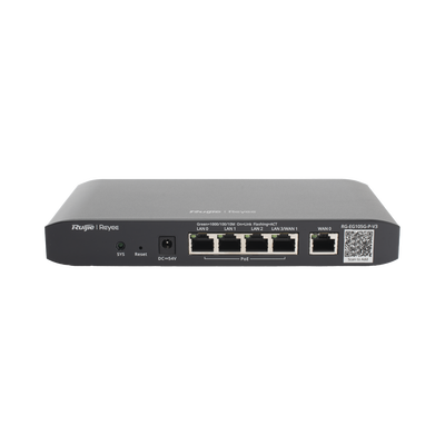 RUIJIE - Router Balanceador con Función SD-WAN, PoE+ hasta 54 Watts, Hasta 2 Servicios de Internet y hasta 100 clientes con desempeño de 600 Mbps