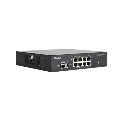 RUIJIE - Router Administrable 8 Puertos Giga (7x PoE+, hasta 2x WAN configurable) 135W, desempeño 1 Gbps, hasta 300 clientes