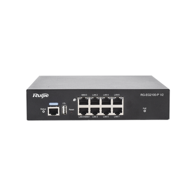RUIJIE - Router Administrable 8 Puertos Giga (7x PoE+, hasta 2x WAN configurable) 135W, desempeño 1 Gbps, hasta 300 clientes