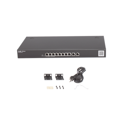 RUIJIE - Router Balanceador Cloud, 10 puertos gigabit, soporta  4x WAN configurables, hasta 200 clientes con desempeño de 1Gbps asimétricos