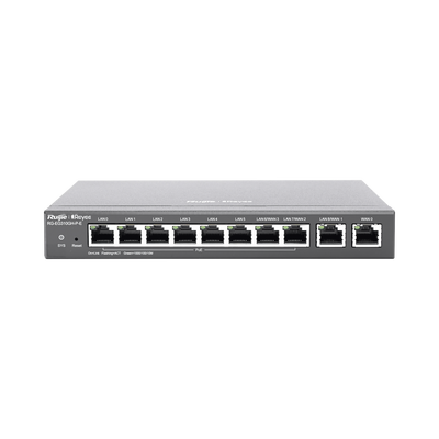 RUIJIE - Router Balanceador con Función SD-WAN, PoE+ hasta 110 Watts, Hasta 4 Servicios de Internet y hasta 350 clientes con desempeño de 1.5 Gbps