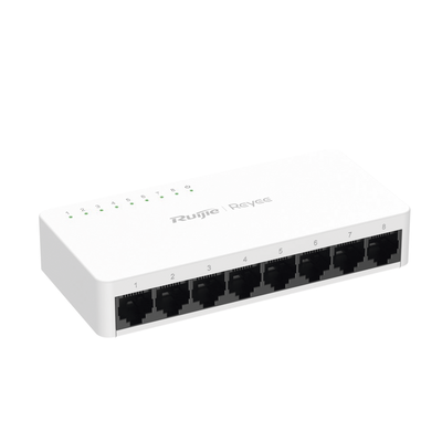 RUIJIE - Switch no administrable, Visible en la Topología de la Nube, con 8 puertos 10/100 Mbps