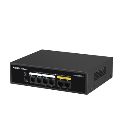 RUIJIE - Switch PoE+ no Administrable, 6 Puertos 10/100 Mbps, hasta 54 Watts