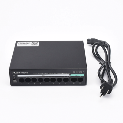 RUIJIE - Switch PoE+ no Administrable, hasta 110 Watts, 8 puertos PoE+ 10/100 y 2 Uplinks Gigabit 1G