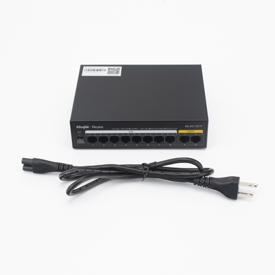 RUIJIE - Switch PoE+ no Administrable, Hasta 110 Watts, 8 puertos PoE+ y 2 Uplinks 10/100