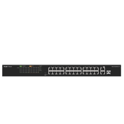 RUIJIE - Switch PoE+ no Administrable, hasta 180 Watts Ideal para CCTV, 24 Puertos 10/100 PoE+, 2 Uplinks Gigabit (1 SFP COMBO)