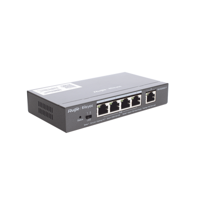 RUIJIE - Switch Administrable PoE con 5 puertos Gigabit, 4 PoE 802.3af/at, gestión gratuita desde la nube, 54w