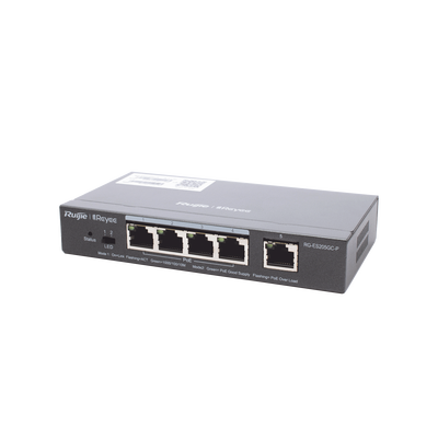 RUIJIE - Switch Administrable PoE con 5 puertos Gigabit, 4 PoE 802.3af/at, gestión gratuita desde la nube, 54w