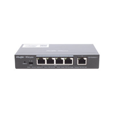 RUIJIE - Switch Administrable PoE con 5 puertos Gigabit, 4 PoE 802.3af/at, gestión gratuita desde la nube, 54w