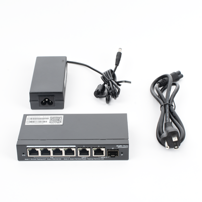 RUIJIE - Switch Administrable con 4 puertos Gigabit PoE, 2 Uplink Gigabit y 1 Uplink Gigabit para Fibra SFP en combo, gestión gratuita desde la nube