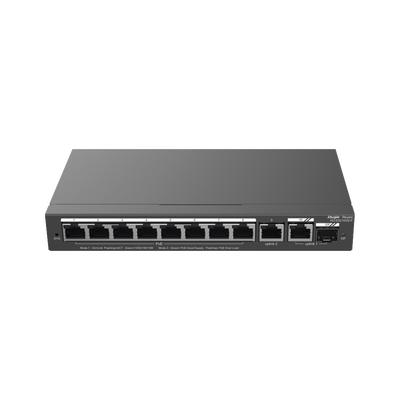 RUIJIE - Switch Administrable con 8 puertos Gigabit PoE, 2 Uplinks Gigabit (1 SFP), gestión gratuita desde la nube