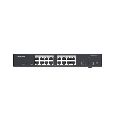 RUIJIE - Switch L2 Administrable PoE con 16 Puertos Gigabit PoE 802.3 AF/AT + 2 SFP para fibra 1Gb, Gestión Gratuita Desde la Nube, 240 Watts