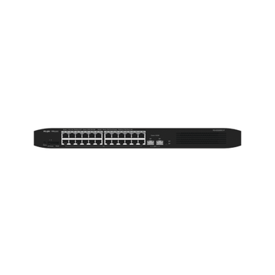 RUIJIE - Switch Smart PoE con 24 puertos Gigabit PoE 802.3af/at + 2 SFP para fibra 1Gb, gestión gratuita desde la nube, 370w