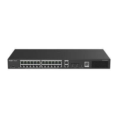 RUIJIE - Switch Smart PoE con 24 puertos Gigabit PoE 802.3af/at + 2 SFP para fibra 1Gb, gestión gratuita desde la nube, 370w