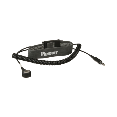 PANDUIT - Pulsera Anti Descargas Electrostática (ESD), de Tela Ajustable, con Cable en Espiral de 1.82 Metros (6 Pies)