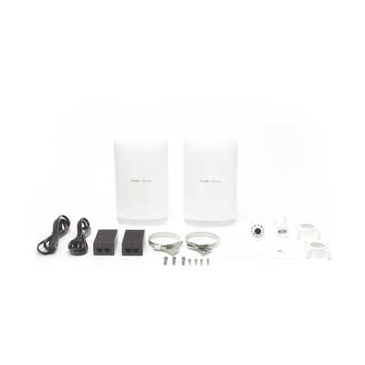 RUIJIE - Kit completo Punto a Punto Pre-Configurado hasta 5 Km listos para enlazar, administrable en la Nube, Banda 5Ghz AC WAVE2 MU-MIMO 2X2 Hasta 867Mbps Agregados.