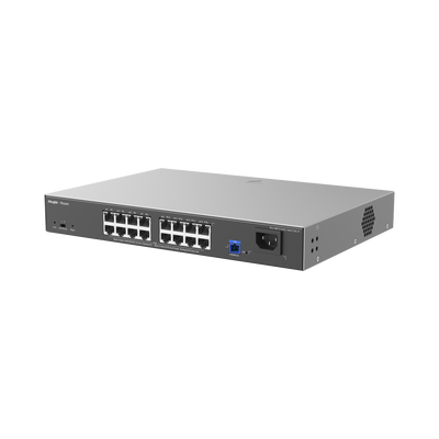 RUIJIE - e-Lighten ONU / Switch PoE+ Hibrido, Capa 2 con un Puerto PON 1G SC/UPC y 16 Puertos Ethernet PoE+ 1G hasta 240 Watts y 100 Clientes
