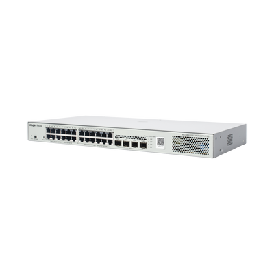 RUIJIE - Switch Administrable L2 PoE+ hasta 370W, 24 Puertos Eth 1G, 4 puertos SFP 1G, Administración Remota en la Nube.