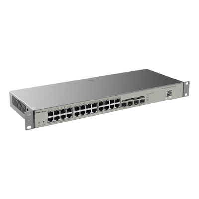 RUIJIE - Switch Administrable L2, 24 Puertos Eth 1G, 4 puertos SFP 1G, Administración Remota en la Nube.