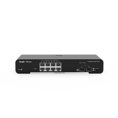 RUIJIE - Switch Administrable PoE Capa 2, con 8 puertos Gigabit PoE 802.3af/at + 2 SFP para fibra 1Gb, gestión gratuita desde la nube, 125w