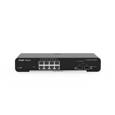 RUIJIE - Switch Administrable PoE Capa 2, con 8 puertos Gigabit PoE 802.3af/at + 2 SFP para fibra 1Gb, gestión gratuita desde la nube, 125w