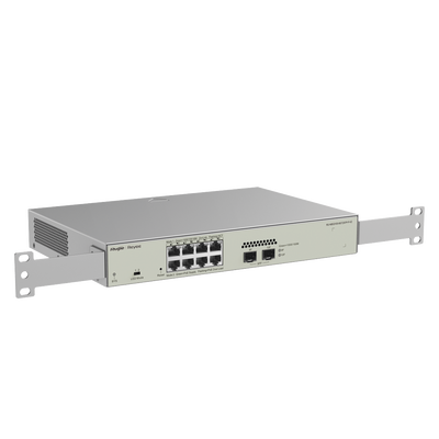 RUIJIE - Switch Administrable PoE Capa 2 con 8 puertos Gigabit PoE 802.3af/at + 2 SFP para fibra 1Gb, gestión gratuita desde la nube, 125w