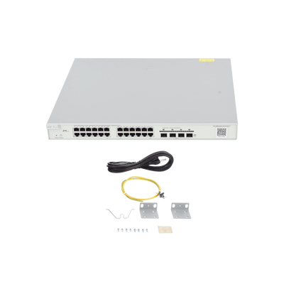 RUIJIE - Switch Administrable PoE Capa 2+ Plus, con 24 puertos Gigabit PoE 802.3af/at + 4 SFP+ para fibra 10Gb, gestión gratuita desde la nube, 370w