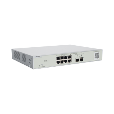 RUIJIE - Switch Multi-Gigabit PoE+ Capa 2 con 8 Puertos 2.5G PoE+ hasta 240W y 2 Uplink SFP+ 10G ,Administrable Cloud, Diseñado Para Access Points WiFi 6/7