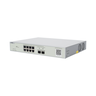 RUIJIE - Switch Multi-Gigabit PoE+ Capa 2 con 8 Puertos 2.5G PoE+ hasta 240W y 2 Uplink SFP+ 10G ,Administrable Cloud, Diseñado Para Access Points WiFi 6/7