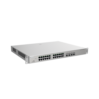 RUIJIE - Switch Administrable Capa 3 con 24 puertos Gigabit PoE 802.3af/at + 4 SFP+ para fibra 10Gb, gestión gratuita desde la nube, 370w