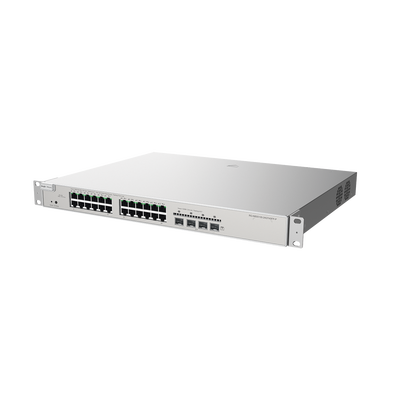RUIJIE - Switch Administrable Capa 3 con 24 puertos Gigabit PoE 802.3af/at + 4 SFP+ para fibra 10Gb, gestión gratuita desde la nube, 370w
