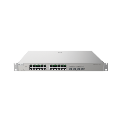 RUIJIE - Switch Administrable Capa 3 con 24 puertos Gigabit PoE 802.3af/at + 4 SFP+ para fibra 10Gb, gestión gratuita desde la nube, 370w