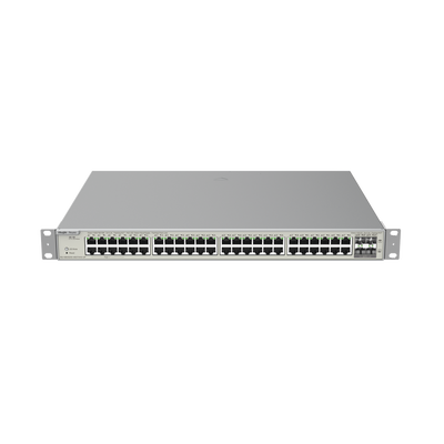 RUIJIE - Switch Administrable Capa 3 con 48 puertos Gigabit PoE 802.3af/at + 4 SFP+ para fibra 10Gb, gestión gratuita desde la nube, 740W