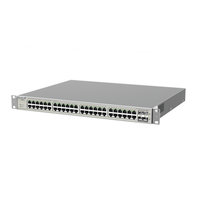 RUIJIE - Switch Administrable Capa 3 con 48 puertos Gigabit PoE 802.3af/at + 4 SFP+ para fibra 10Gb, gestión gratuita desde la nube, 740W