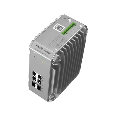 RUIJIE - Switch Industrial PoE hasta , Ideal para temperaturas Extremas y protección contra descargas, 4 Puertos Gigabit PoE 802.3 af/at, 2 puertos SFP Administrable Cloud